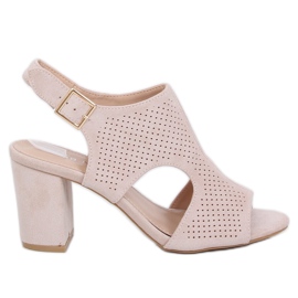 Beige högklackade sandaler 99-33A Beige