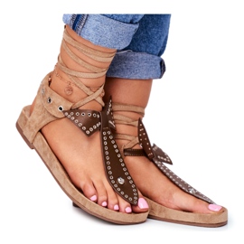 Lu Boo Brun bundna sandaler för kvinnor japanska Mara