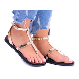 Lu Boo Golden Mirror Sandaler Romerska japanska gyllene