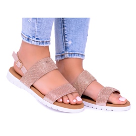 Lu Boo Champagnesandaler för kvinnor med perfekt kubisk zirkoniumoxid rosa