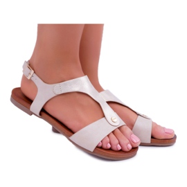 S.Barski Sandaler med platt guld för kvinnor gyllene