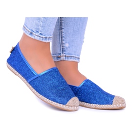 Lu Boo Cornflower Espadrilles Slip On Brocade Miravet för kvinnor blå