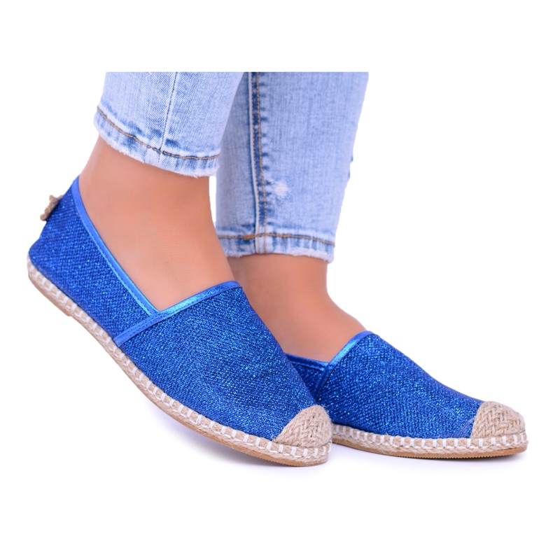 Lu Boo Cornflower Espadrilles Slip On Brocade Miravet för kvinnor blå