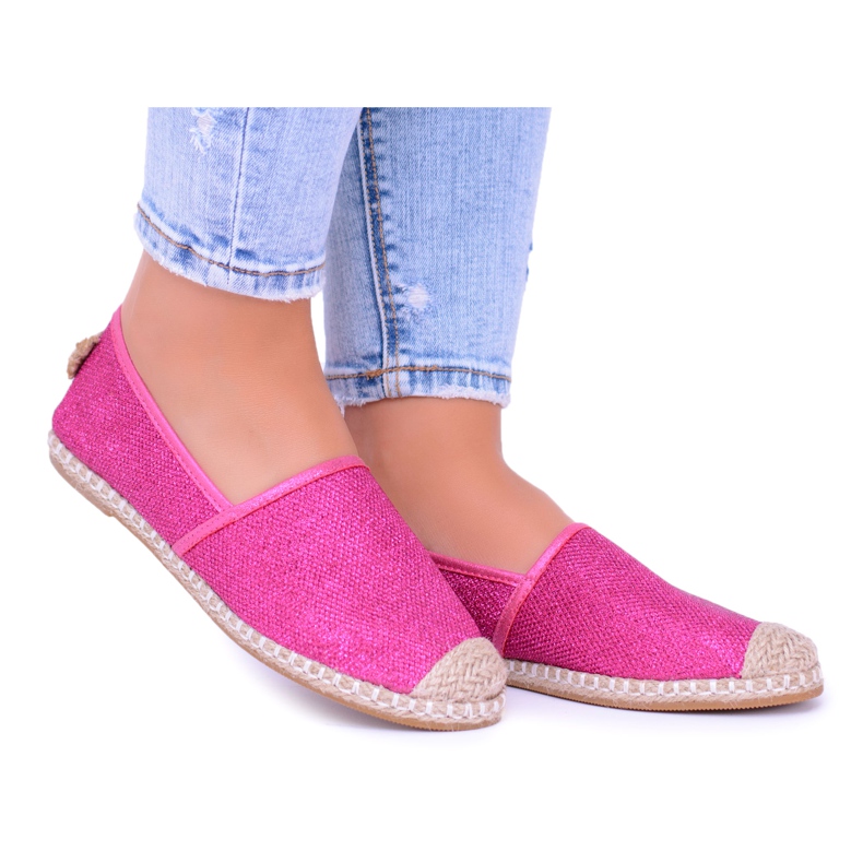 Lu Boo Espadrilles Slip On Fuchsia Brocade Miravet för kvinnor rosa