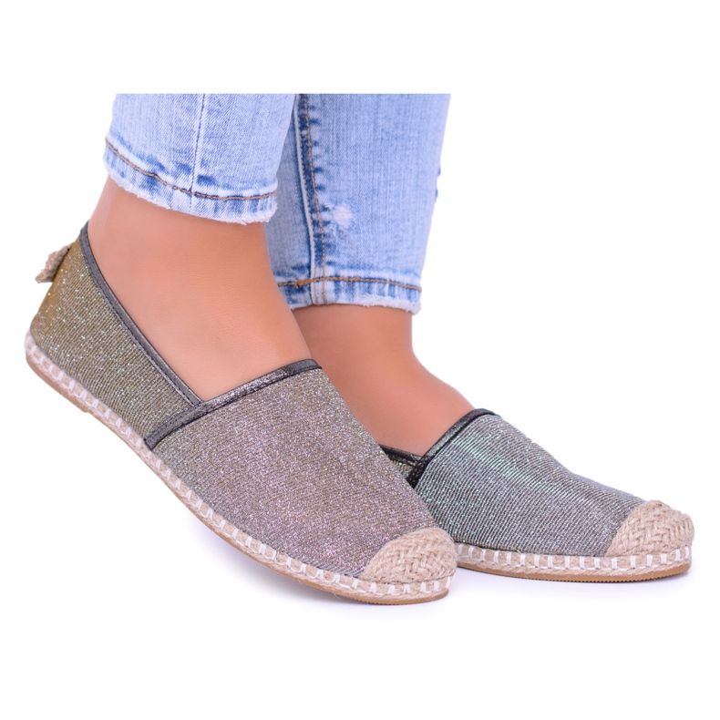 Lu Boo Glitter Espadrilles Slip On Miravet för kvinnor beige gyllene