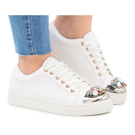 Lu Boo vita sneakers med glänsande kristaller