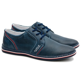 Joker Läder Herr Snörda Marinblå Openwork Skor Markos