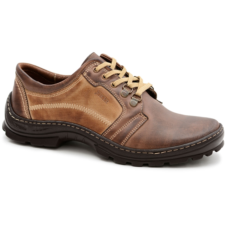 Joker Favello klassiska läderbruna Brogues för män