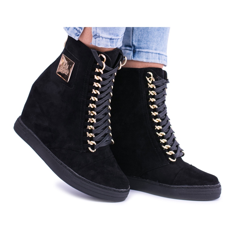 Dam Sneakers Lu Boo med kedjor mocka svart Monica