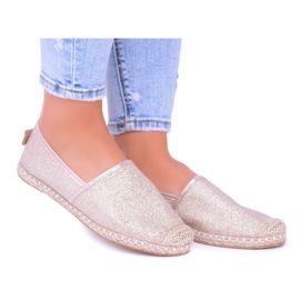 Lu Boo Golden Glitter Espadrilles Slip On Miravet för kvinnor gyllene