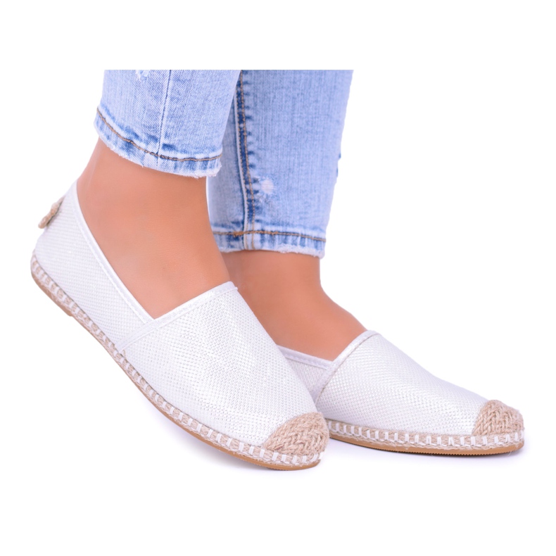 Lu Boo White Espadrilles Slip On Brocade Miravet för kvinnor vit