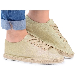 Lu Boo | Golden Glitter Fairy Linen Espadrilles gyllene