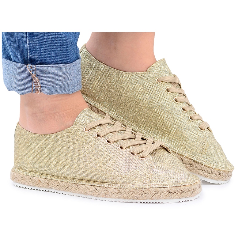 Lu Boo | Golden Glitter Fairy Linen Espadrilles gyllene