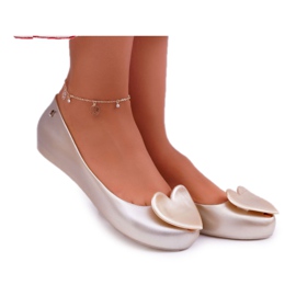 HV Guld Kvinnors Ballerinor Meliski Hearts Diamond gyllene