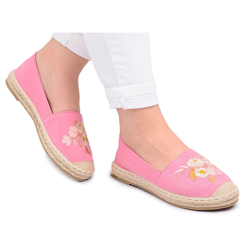 Tyg Rosa Espadriller för kvinnor Slip On Flowers Wild