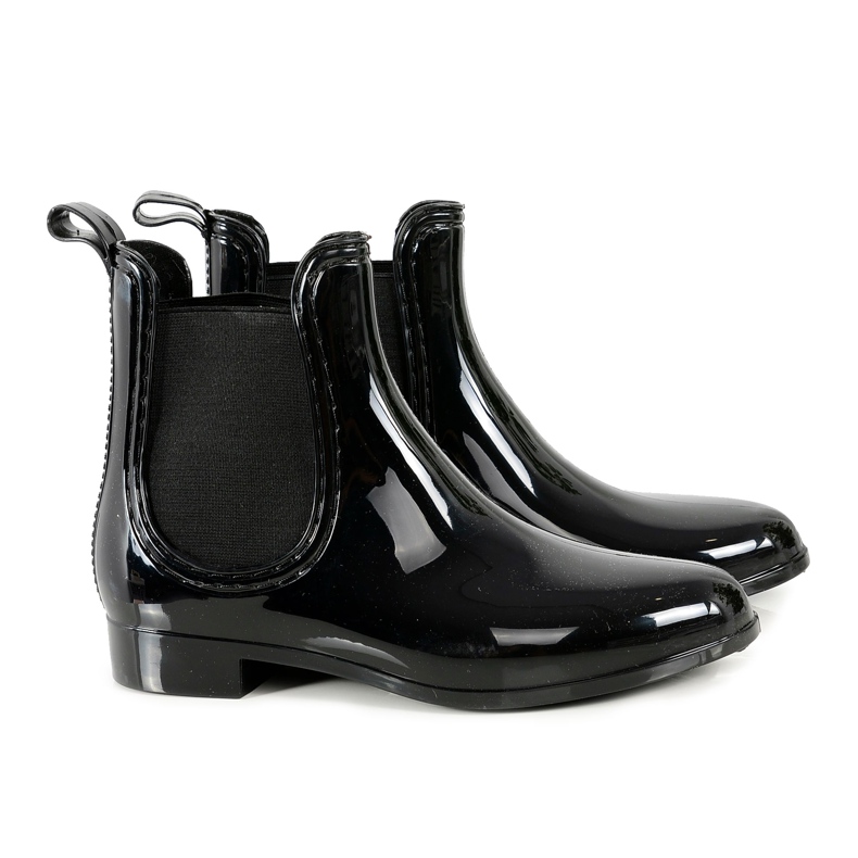 Lacquered Black Slip-On Galoshes för kvinnor svart
