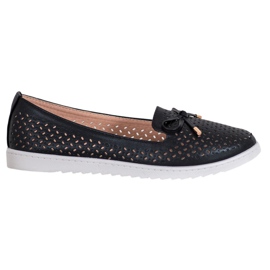 Weide Openwork loafers med glitter svart