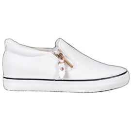 SHELOVET Vita slipons med dragkedja