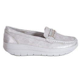 SHELOVET Bekväma loafers på plattformen grå