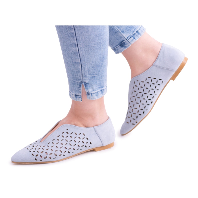 Lu Boo Blue Suede Slip-on Synthia-skor för kvinnor blå