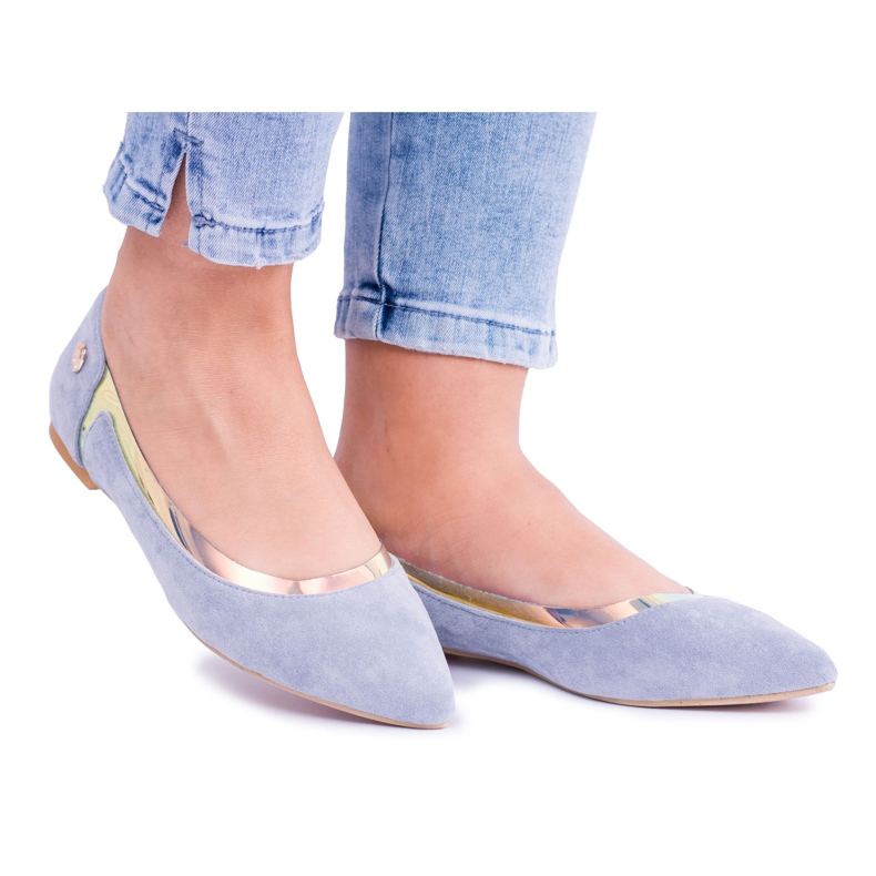 Lu Boo Blue Transparent Holographic Ballerinas i Spitz Lison blå