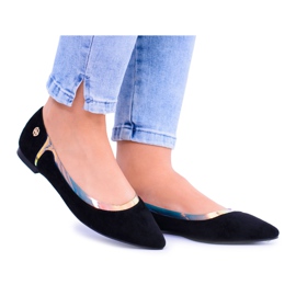 Lu Boo Black Transparent Holographic Ballerinas i Szpic Lison svart