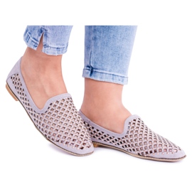Lu Boo Gray Openwork Ballerinas Lordsy Studs Carmar grå