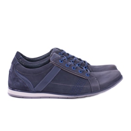 KOMODO Herr Denali Navy Blue Leather Brogues marinblå