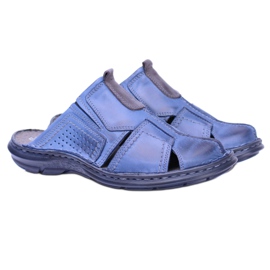 Polbut Läderbyggda herr Marinblå tofflor från Milanos