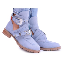 Lu Boo Blue Suede Cut Out Ankle Boots Rock Girl blå