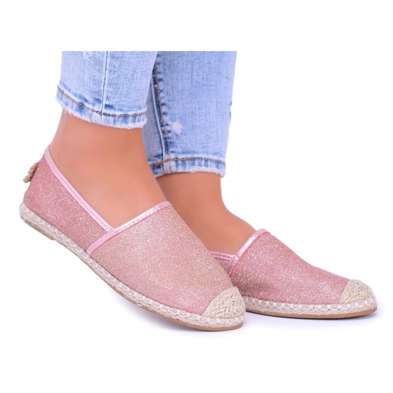 Lu Boo Espadrilles Slip On Glitter för kvinnor Rosa guld Miravet