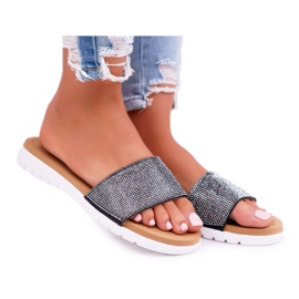 Lu Boo Svarta tofflor för kvinnor med paljetter