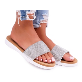 Lu Boo tofflor i silver med paljetter grå