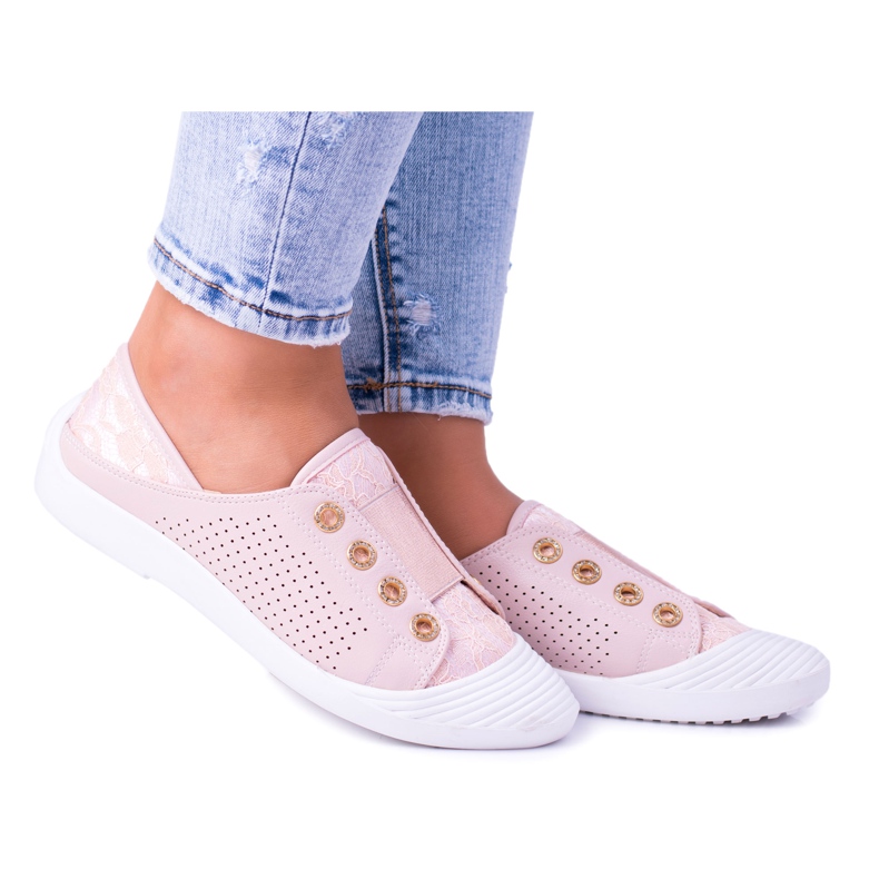 Lu Boo Rosa kvinnors slip-on sneakers Lace Emena