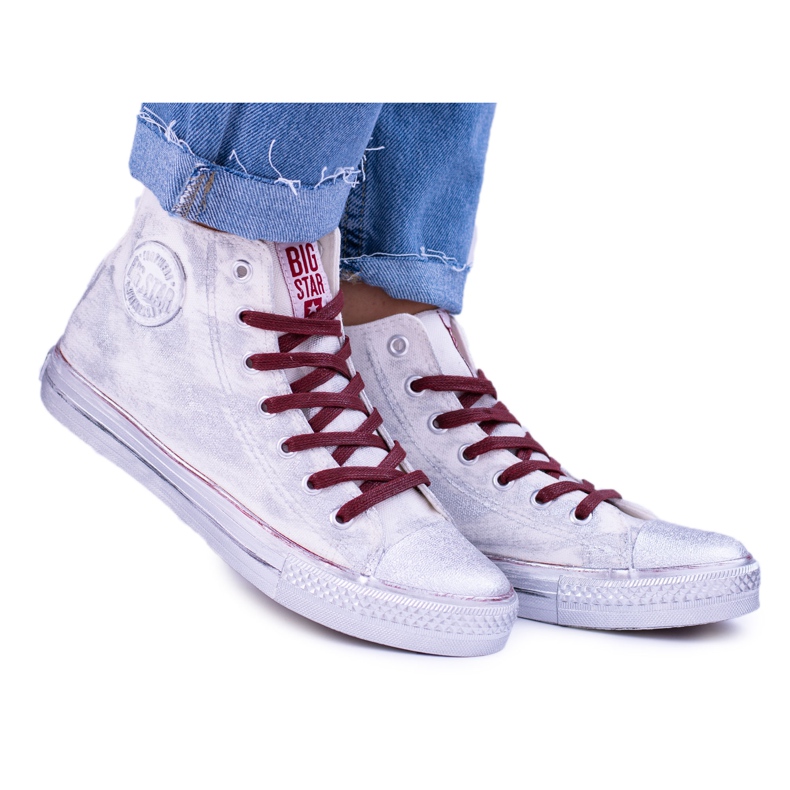 Big Star High White Silver Plated Sneakers BB274016 vit