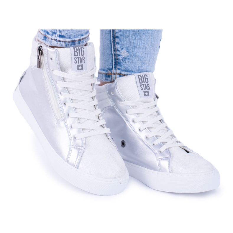 Big Star damhöga silver sneakers BB274727 vit grå