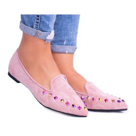 Lu Boo Pink Lords Iridescent Jets Suede Spike rosa