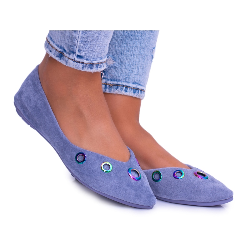 Lu Boo Blue Ballerina In Octavia Spitz Gasoline Eyelets blå