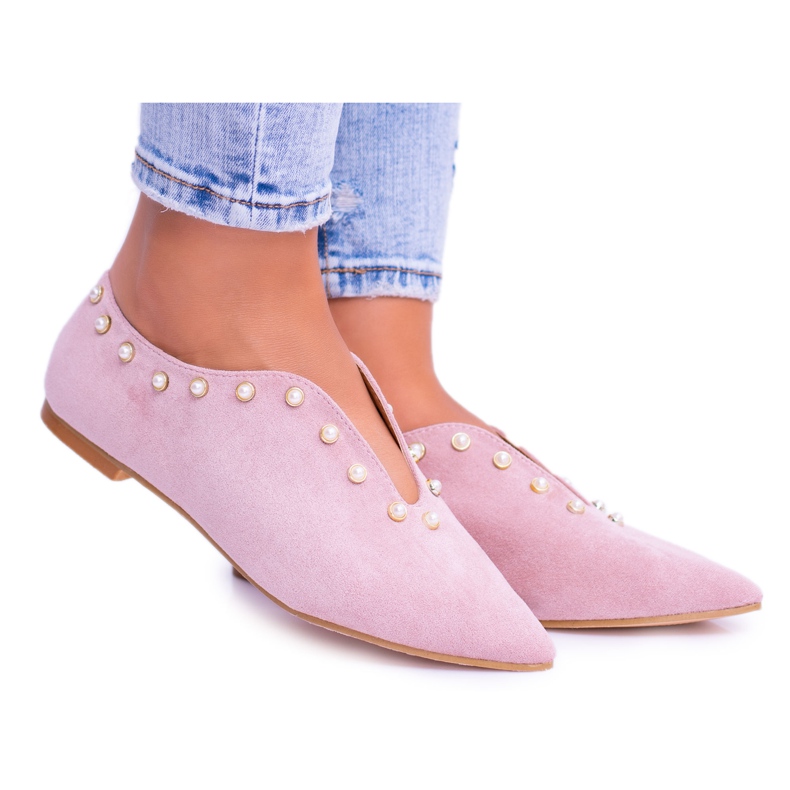 Lu Boo Pink Brogues With Cutouts Pärlor Merseo rosa