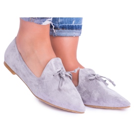 Lu Boo Grey Ballerinas In Lords Spitz Suede Feliciano grå