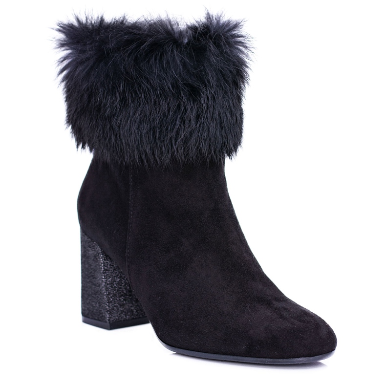 Kvinnors svarta mocka stövlar med Laura Messi 1689 päls
