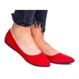 PS1 Röda damballerinor i mocka Dermeno