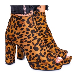 FRID Kvinnors stövlar på en klack öppen tå Panther Temira brun