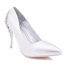 Belluci Kvinnors silverhöga klackar med Larento -dekoration grå