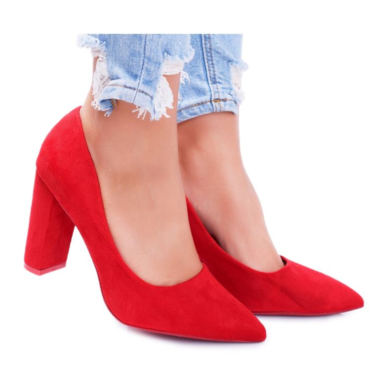 SEA Kvinnors pumpar på en hälmocka röd jordgubbe