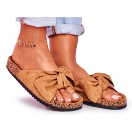 PS1 Kvinnors bruna tofflor med rosett Wendy Cork