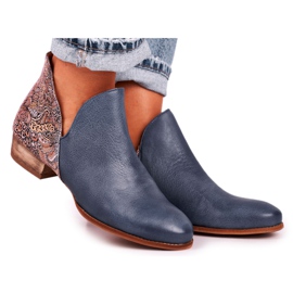 Flatstövlar för kvinnor Maciejka Vårläder Marinblått 04091-27