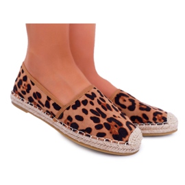 NFR Kvinnors Espadrilles mocka läder Leopard Jungle brun