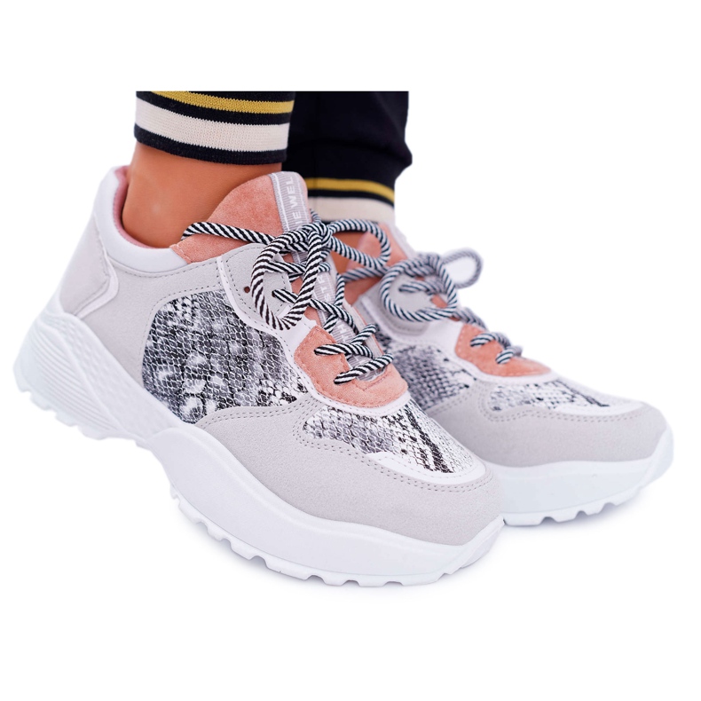NFR Kvinnors sportskor Hög sula rosa Snake Skin Chillout grå