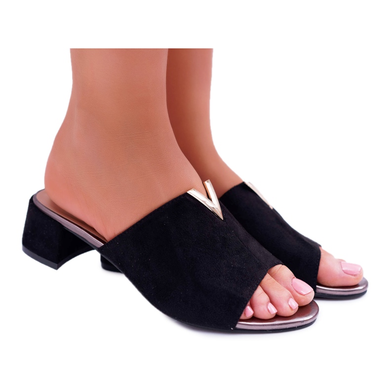 Vinceza Kvinnors klassiska eleganta tofflor på svart Demea -block